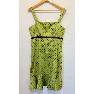 Vintage Y2K Polka Dot Dress Baby Doll 12P Green Brown Twee